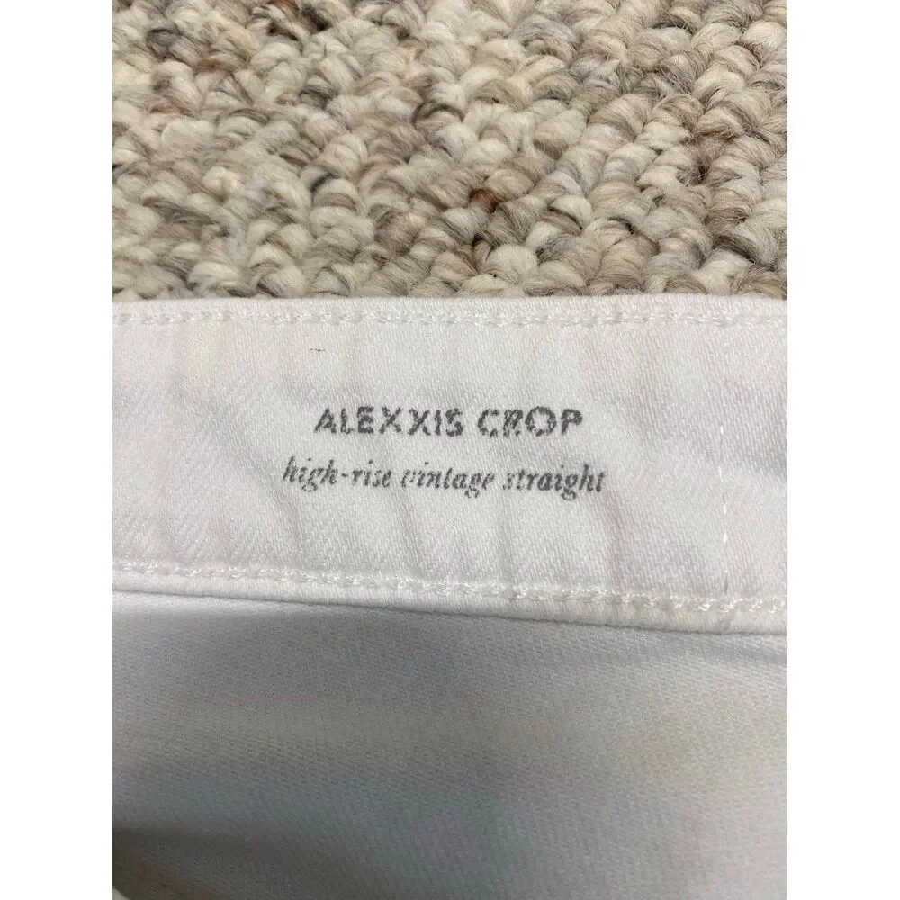 32r AG Adriano Goldschmied Alexis Crop High-Rise Vintage Straight Raw Hem White